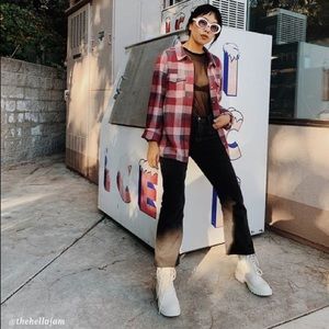 United By Blue Responsible Flannel Organic Cotton Blend Pink Grey Red Medium